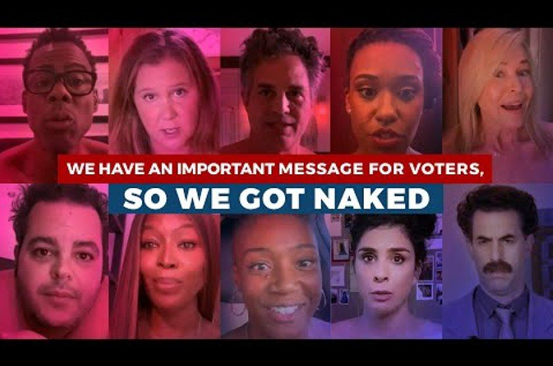 美國眾多好萊塢大咖為國“獻身”裸體呼籲民眾參與大選投票-圖1