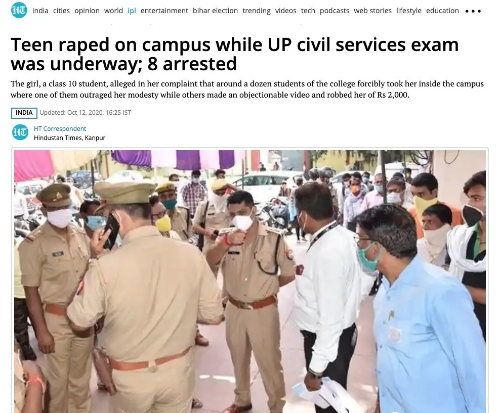 印度17歲女孩在公務員考場遭12名男子侵犯，現場無人制止-圖1