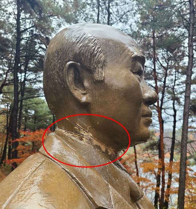韓國前總統全鬥煥銅像被“鋸頭” 嫌犯當場落網（圖）-圖1