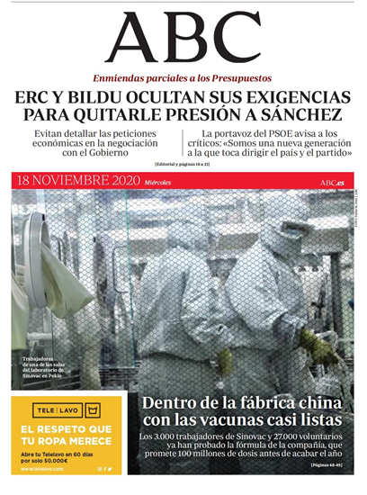 西班牙第三大全國性報紙《阿貝賽報》記者走進新冠疫苗生產車間 頭版報道中國疫苗生產-圖1
