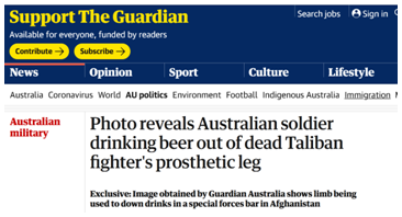 割喉阿富汗少年醜聞還沒過, 澳士兵又被曝光瘆人場景——用阿士兵假肢喝啤酒!-圖1