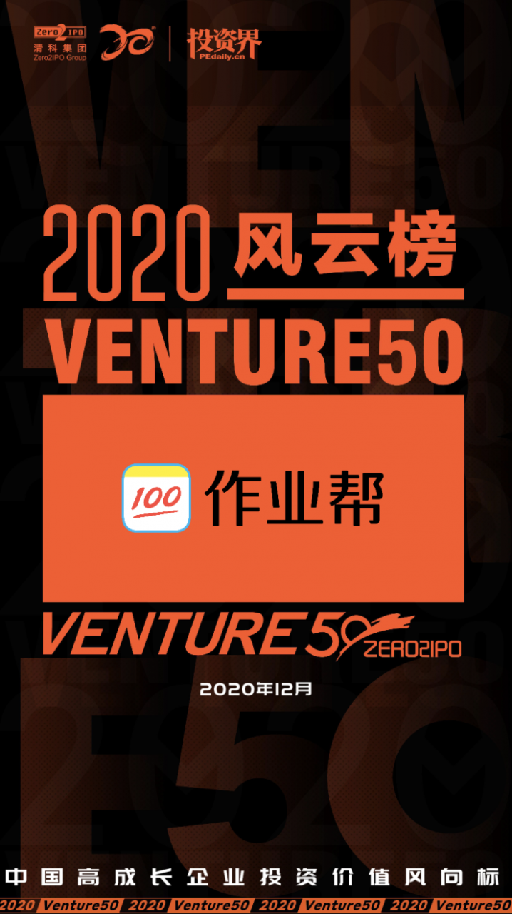 作業幫獲評2020年“中國最具投資價值企業50強”-圖1