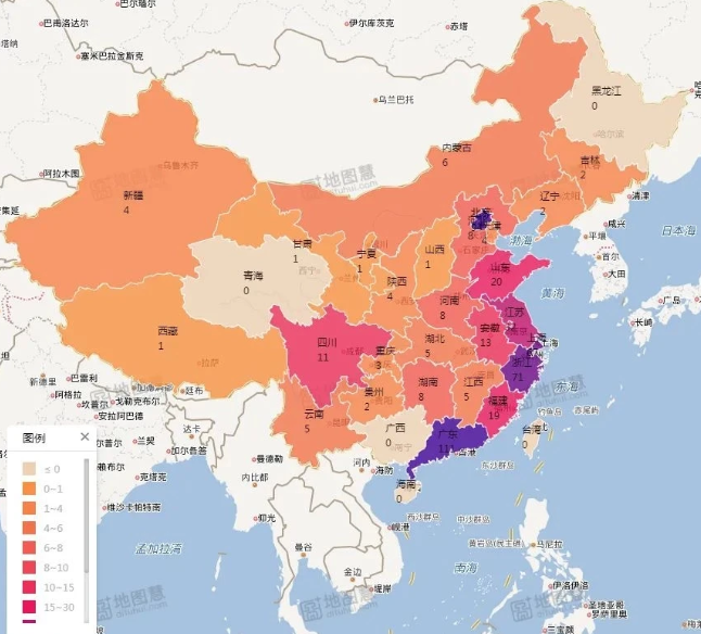2020中國民營企業500強地域分佈圖-圖1