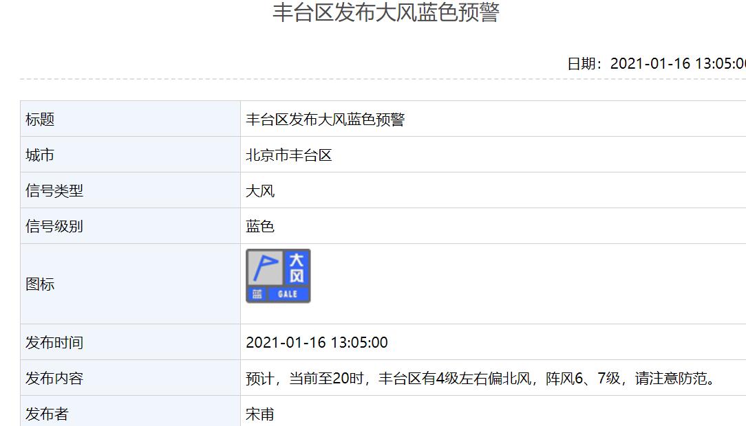 陣風6、7級! 北京朝陽海淀等7區發佈大風藍色預警-圖1