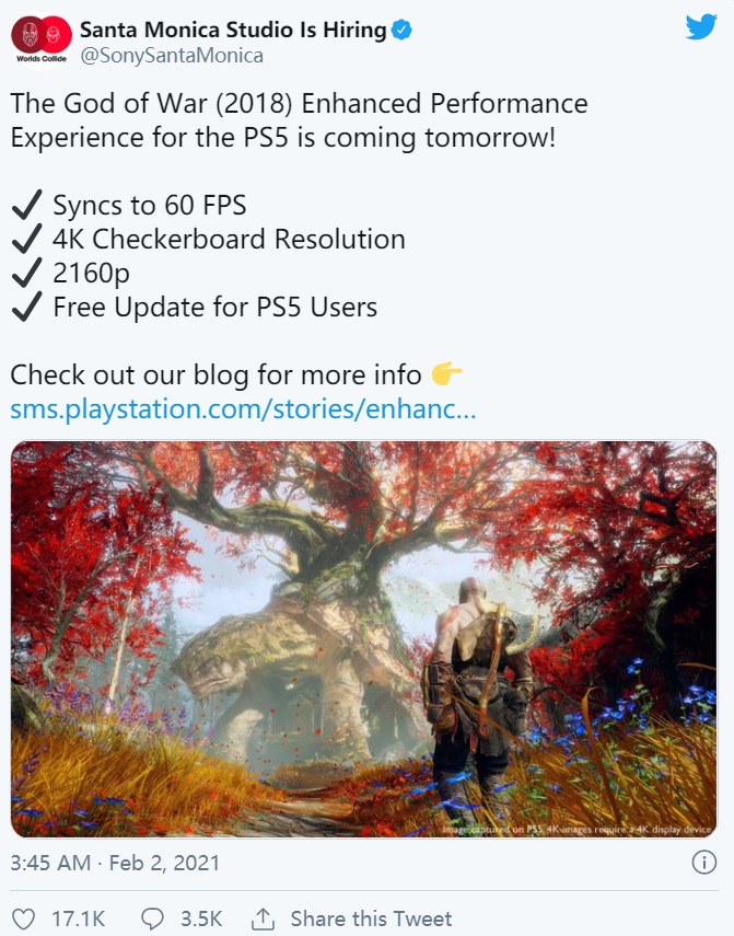 《戰神 4》將為 PS5 發佈優化補丁: 可 4K + 60 幀遊玩-圖1