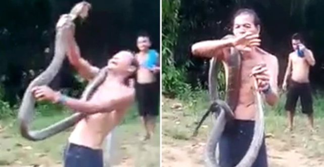 作死！印尼男炫耀耍蛇技巧，將眼鏡王蛇旋來繞去，直接被兩口咬死-圖1