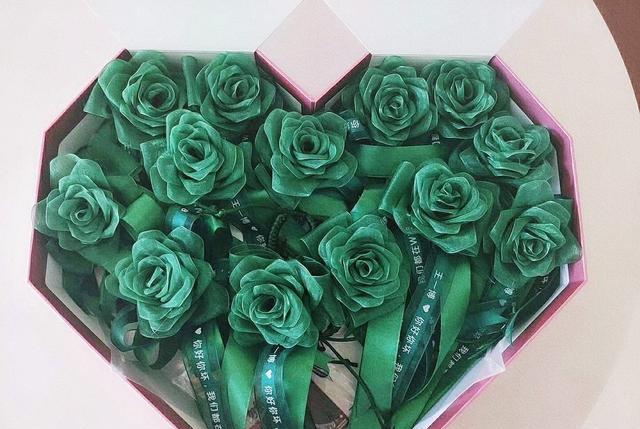 哇哦，好酷！王一博的粉絲好用心，綠色絲帶玫瑰花為其應援-圖1