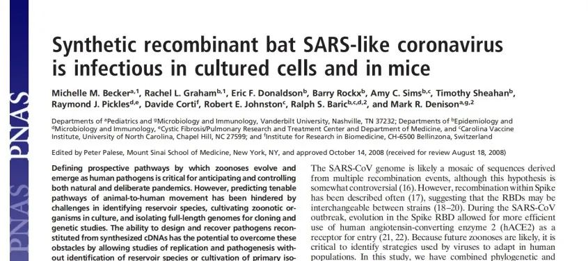 驚人發現！美國2008年已人工合成SARS樣冠狀病毒-圖1
