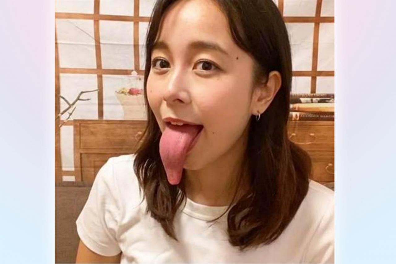 日本女星舌頭10厘米長，輕松玩轉高難度動作，舌頭長好處多-圖1