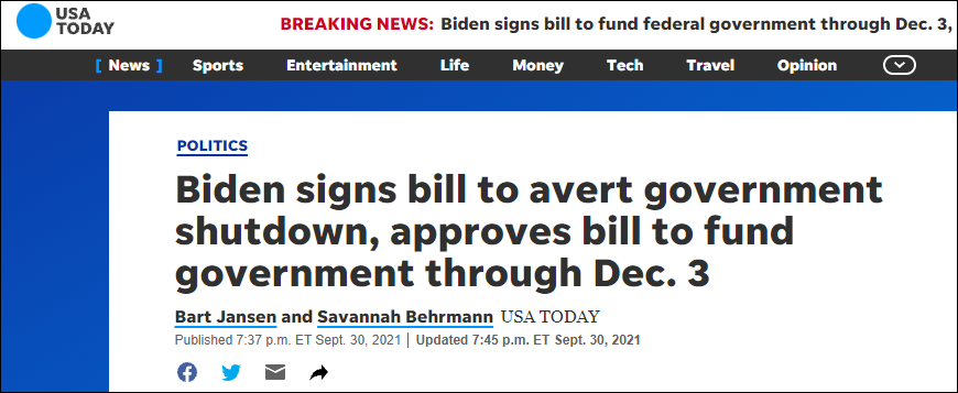 拜登簽署臨時撥款法案，美國政府最後一刻避免關門-圖1